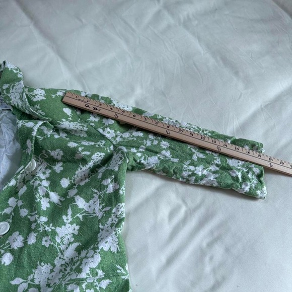 Long green floral coat  green floral duster Ann Taylor Loft size 12 - Picture 6 of 7